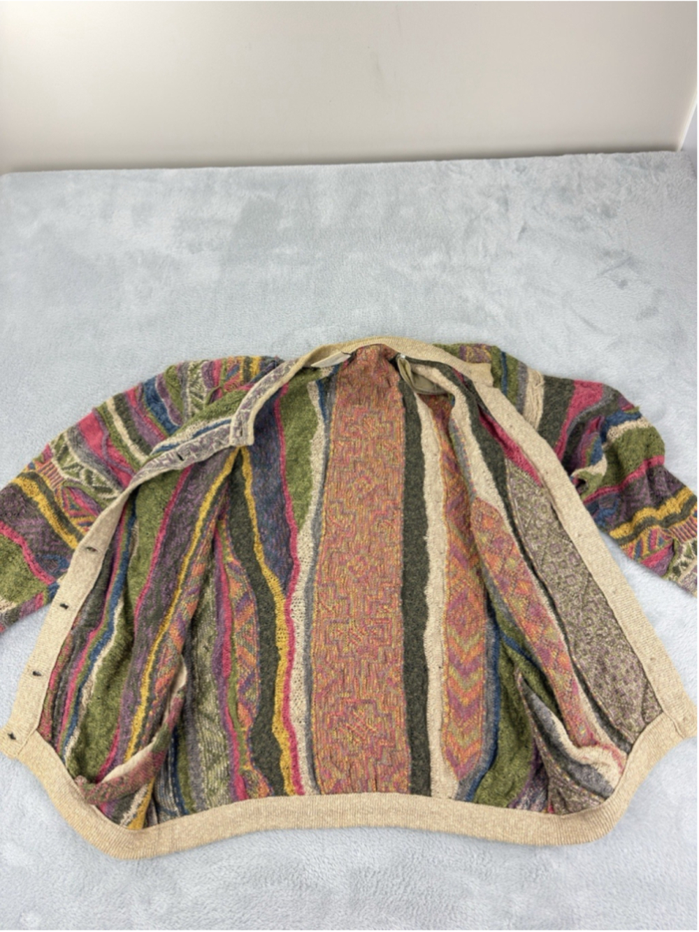 Vintage Coogi Men's Size Small 60% Cotton 40% Linen Button Up Cardigan Sweater - Picture 5 of 15